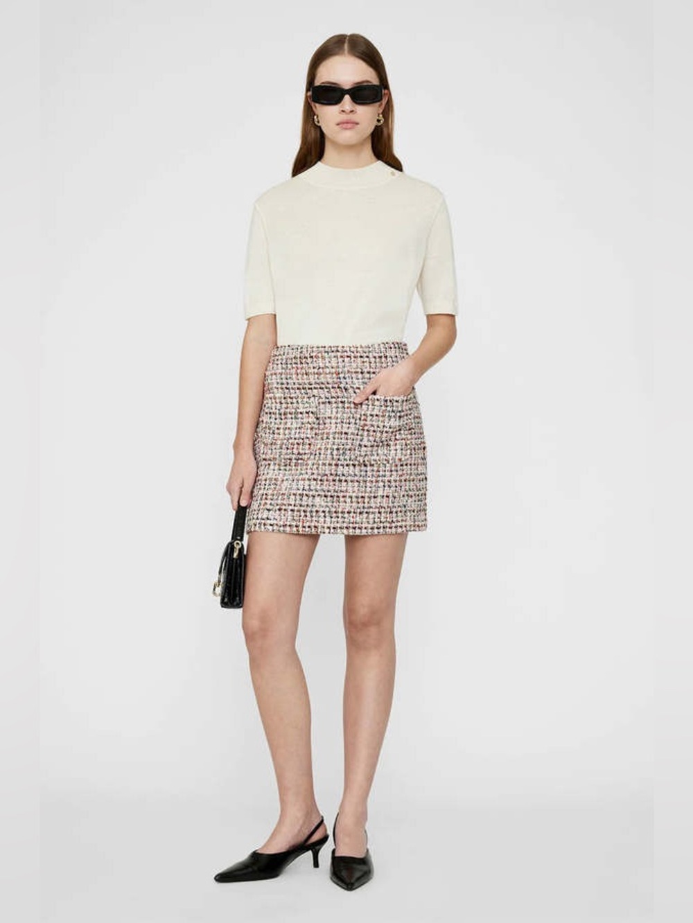 ANINE BING Adalynn Skirt Lavender Tweed size 38